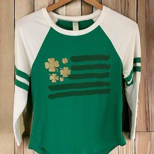 Celebrate Childs TShirt Small St. Patricks Graphic Green White Shamrock Flag